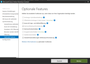 2018 azure ad connect optionale features