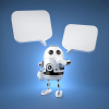 cute android robot with speech bubbles SBI 300628005